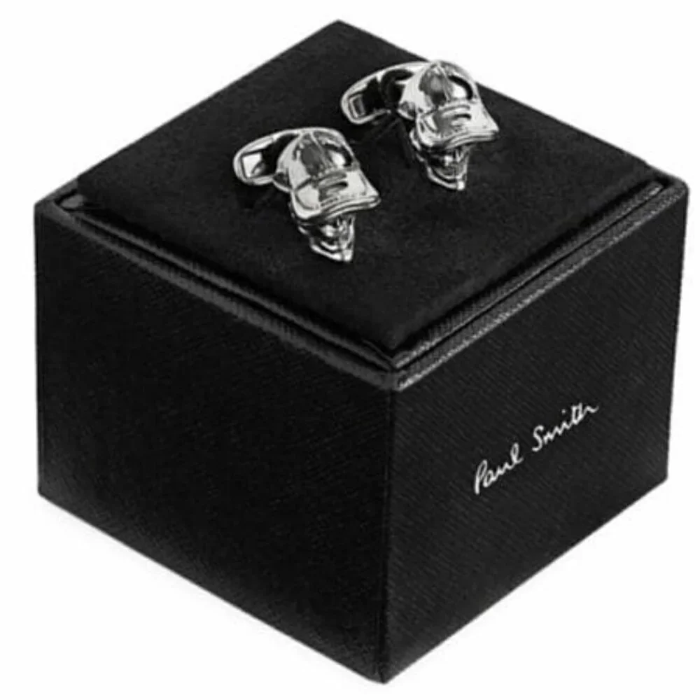 Paul Smith Skull Ball Cap Cufflinks Silver T-Bar Mens Gift Box